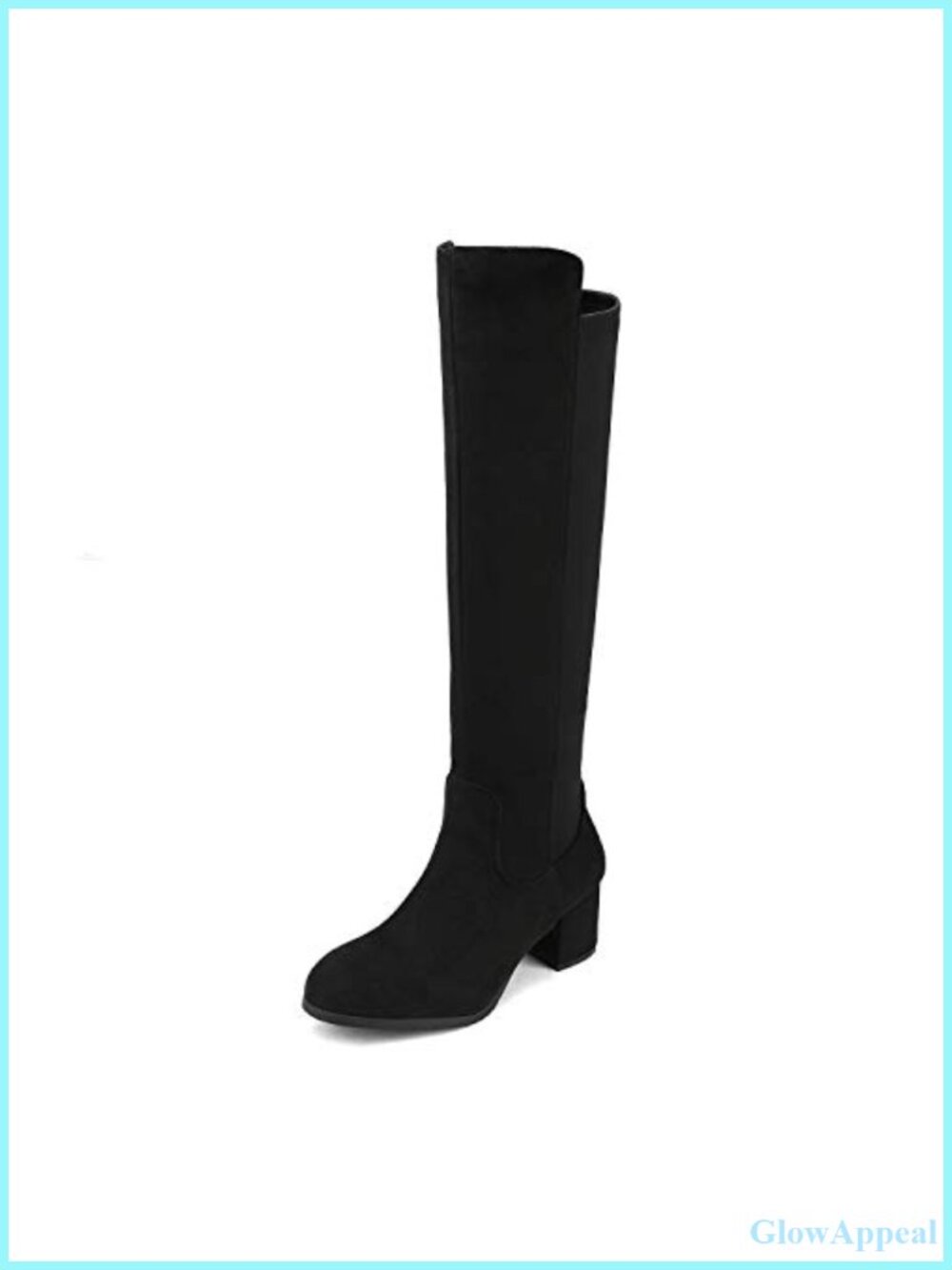 Women's Knee High Stretchy Faux Suede Boots Block Heel Zip